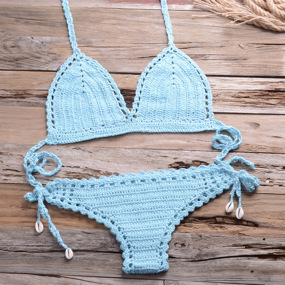 handmade organic cotton crochet knit beach bikini set π