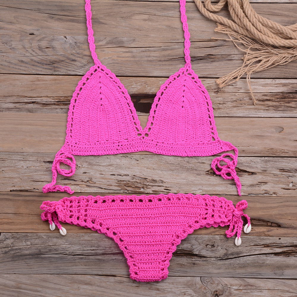 handmade organic cotton crochet knit beach bikini set π
